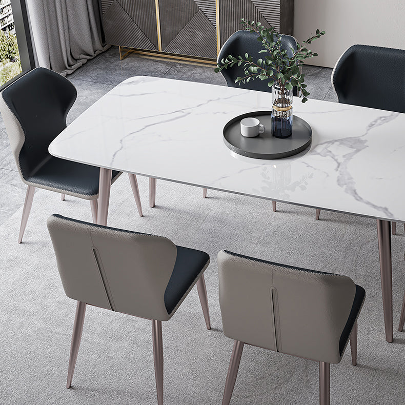 Modern Rectangle Sintered Stone Dining Table Set 1/4/5/7 Pieces Dining Set Clearhalo 'Dining Room Sets' 'Dining Tables & Seating' 'dining_room_set' 'furn' 'furn_dining_room_set' 'Furniture' 'furniture_dining_room_set' 'Kitchen & Dining Furniture' 5004024