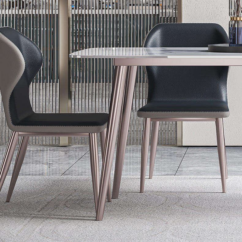 Modern Rectangle Sintered Stone Dining Table Set 1/4/5/7 Pieces Dining Set Clearhalo 'Dining Room Sets' 'Dining Tables & Seating' 'dining_room_set' 'furn' 'furn_dining_room_set' 'Furniture' 'furniture_dining_room_set' 'Kitchen & Dining Furniture' 5004025