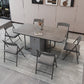 Metal Base Modern Rectangular Table Sintered Stone Top Table with Drop Leaf Gray 63"L x 31.5"W x 29.5"H Without Chairs Clearhalo 'Dining Tables & Seating' 'Dining Tables' 'dining_table' 'furn' 'furn_dining_table' 'Furniture' 'furniture_dining_table' 'Kitchen & Dining Furniture' 'kitchen' 'kitchen_dining_table' 5004032
