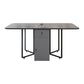 Metal Base Modern Rectangular Table Sintered Stone Top Table with Drop Leaf Clearhalo 'Dining Tables & Seating' 'Dining Tables' 'dining_table' 'furn' 'furn_dining_table' 'Furniture' 'furniture_dining_table' 'Kitchen & Dining Furniture' 'kitchen' 'kitchen_dining_table' 5004036