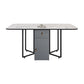 Metal Base Modern Rectangular Table Sintered Stone Top Table with Drop Leaf White Without Chairs Clearhalo 'Dining Tables & Seating' 'Dining Tables' 'dining_table' 'furn' 'furn_dining_table' 'Furniture' 'furniture_dining_table' 'Kitchen & Dining Furniture' 'kitchen' 'kitchen_dining_table' 5004041