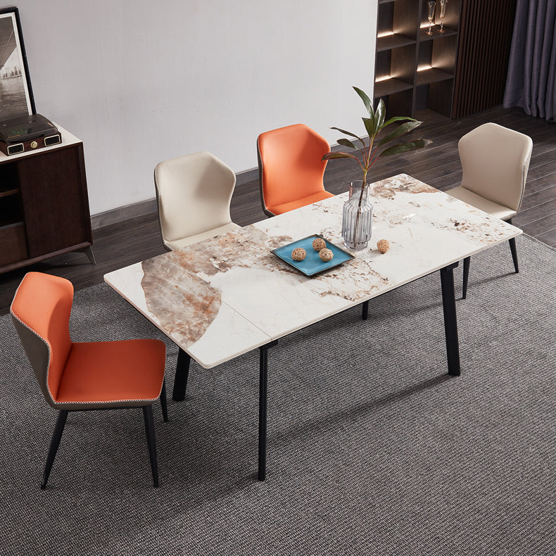 4-foot Stone Dining Site Table Modern Style Drop-Leaf Dining Table for Dining Room Clearhalo 'Dining Tables & Seating' 'Dining Tables' 'dining_table' 'furn' 'furn_dining_table' 'Furniture' 'furniture_dining_table' 'Kitchen & Dining Furniture' 'kitchen' 'kitchen_dining_table' 5004048