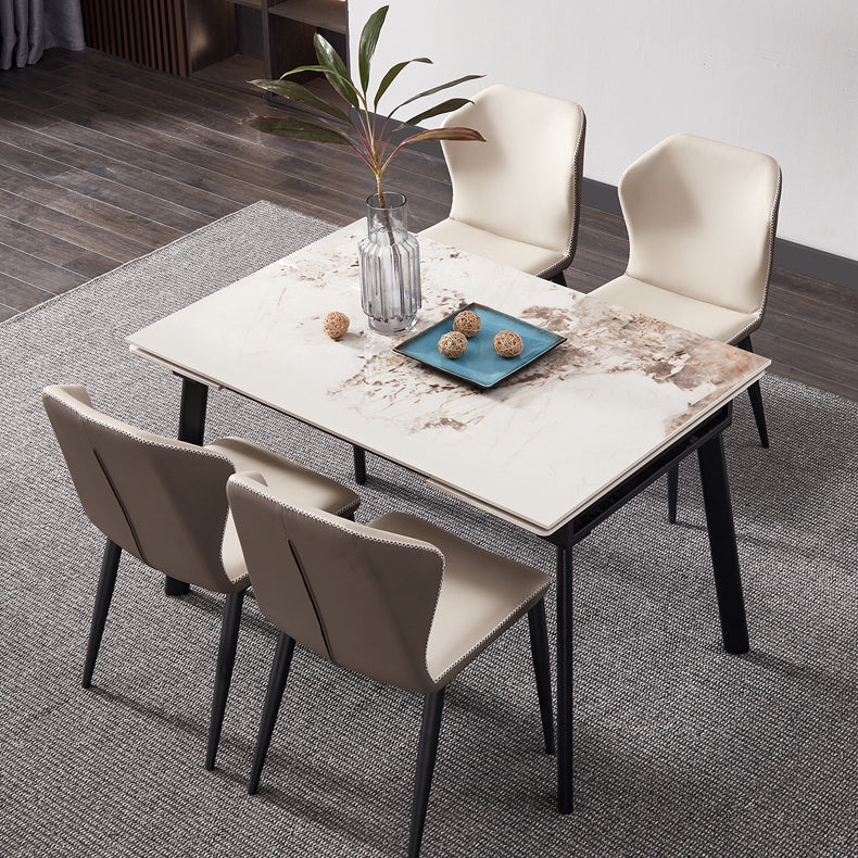 4-foot Stone Dining Site Table Modern Style Drop-Leaf Dining Table for Dining Room Clearhalo 'Dining Tables & Seating' 'Dining Tables' 'dining_table' 'furn' 'furn_dining_table' 'Furniture' 'furniture_dining_table' 'Kitchen & Dining Furniture' 'kitchen' 'kitchen_dining_table' 5004055