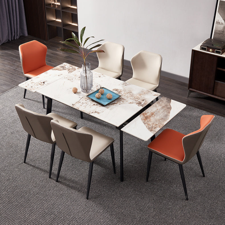 4-foot Stone Dining Site Table Modern Style Drop-Leaf Dining Table for Dining Room Clearhalo 'Dining Tables & Seating' 'Dining Tables' 'dining_table' 'furn' 'furn_dining_table' 'Furniture' 'furniture_dining_table' 'Kitchen & Dining Furniture' 'kitchen' 'kitchen_dining_table' 5004056