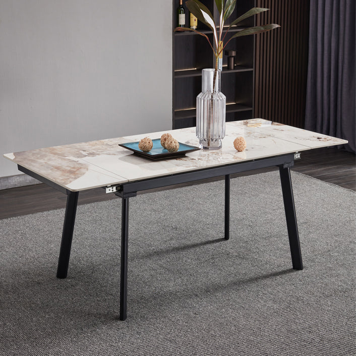 4-foot Stone Dining Site Table Modern Style Drop-Leaf Dining Table for Dining Room Clearhalo 'Dining Tables & Seating' 'Dining Tables' 'dining_table' 'furn' 'furn_dining_table' 'Furniture' 'furniture_dining_table' 'Kitchen & Dining Furniture' 'kitchen' 'kitchen_dining_table' 5004057