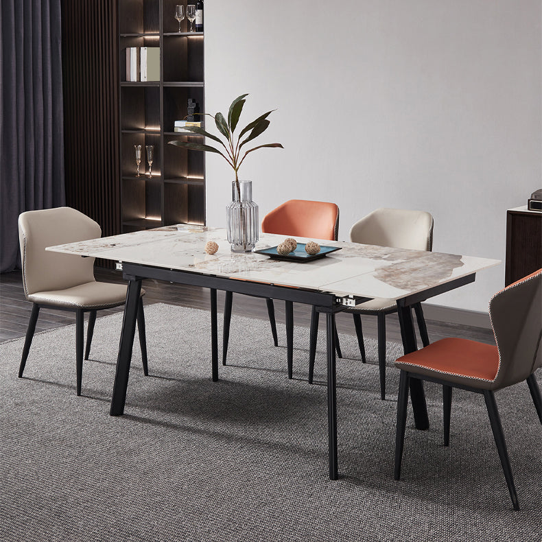 4-foot Stone Dining Site Table Modern Style Drop-Leaf Dining Table for Dining Room Clearhalo 'Dining Tables & Seating' 'Dining Tables' 'dining_table' 'furn' 'furn_dining_table' 'Furniture' 'furniture_dining_table' 'Kitchen & Dining Furniture' 'kitchen' 'kitchen_dining_table' 5004058