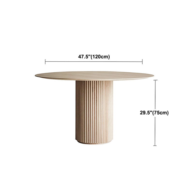 Round Pedestal Modern Dining Table Wood Color Fixed Table with Solid Wood Clearhalo 'Dining Tables & Seating' 'Dining Tables' 'dining_table' 'furn' 'furn_dining_table' 'Furniture' 'furniture_dining_table' 'Kitchen & Dining Furniture' 'kitchen' 'kitchen_dining_table' 5004077
