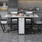 Solid Wood Contemporary Rectangular Table Glass Top Table with Drop Leaf 51.2"L x 35.4"W x 29.5"H Storage Without Chairs Clearhalo 'Dining Tables & Seating' 'Dining Tables' 'dining_table' 'furn' 'furn_dining_table' 'Furniture' 'furniture_dining_table' 'Kitchen & Dining Furniture' 'kitchen' 'kitchen_dining_table' 5004081