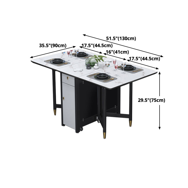 Solid Wood Contemporary Rectangular Table Glass Top Table with Drop Leaf Clearhalo 'Dining Tables & Seating' 'Dining Tables' 'dining_table' 'furn' 'furn_dining_table' 'Furniture' 'furniture_dining_table' 'Kitchen & Dining Furniture' 'kitchen' 'kitchen_dining_table' 5004091