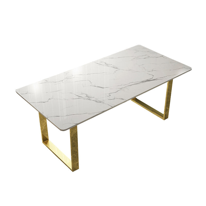 Marble Top Dining Table Modern Rectangle Dining Table with Sled Base 47.2"L x 23.6"W x 29.5"H Without Chairs Clearhalo 'Dining Tables & Seating' 'Dining Tables' 'dining_table' 'furn' 'furn_dining_table' 'Furniture' 'furniture_dining_table' 'Kitchen & Dining Furniture' 'kitchen' 'kitchen_dining_table' 5004097