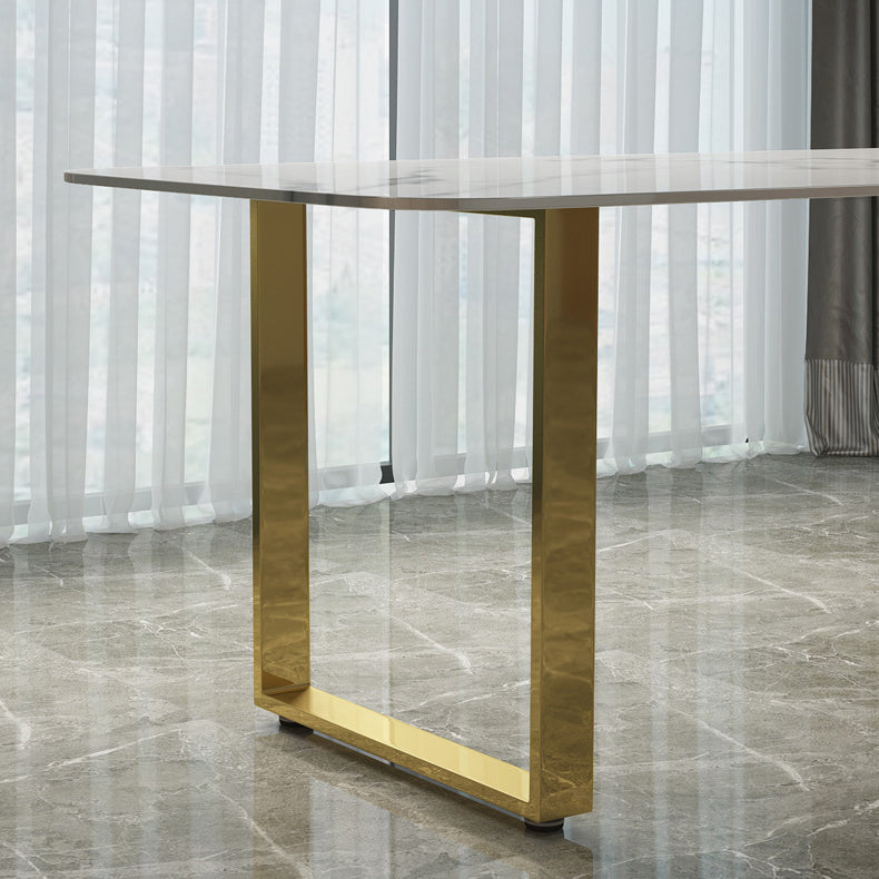 Marble Top Dining Table Modern Rectangle Dining Table with Sled Base Clearhalo 'Dining Tables & Seating' 'Dining Tables' 'dining_table' 'furn' 'furn_dining_table' 'Furniture' 'furniture_dining_table' 'Kitchen & Dining Furniture' 'kitchen' 'kitchen_dining_table' 5004099