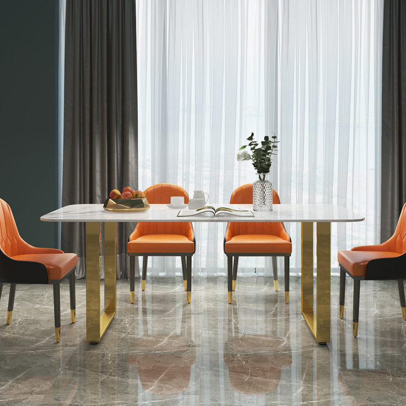 Marble Top Dining Table Modern Rectangle Dining Table with Sled Base Clearhalo 'Dining Tables & Seating' 'Dining Tables' 'dining_table' 'furn' 'furn_dining_table' 'Furniture' 'furniture_dining_table' 'Kitchen & Dining Furniture' 'kitchen' 'kitchen_dining_table' 5004101