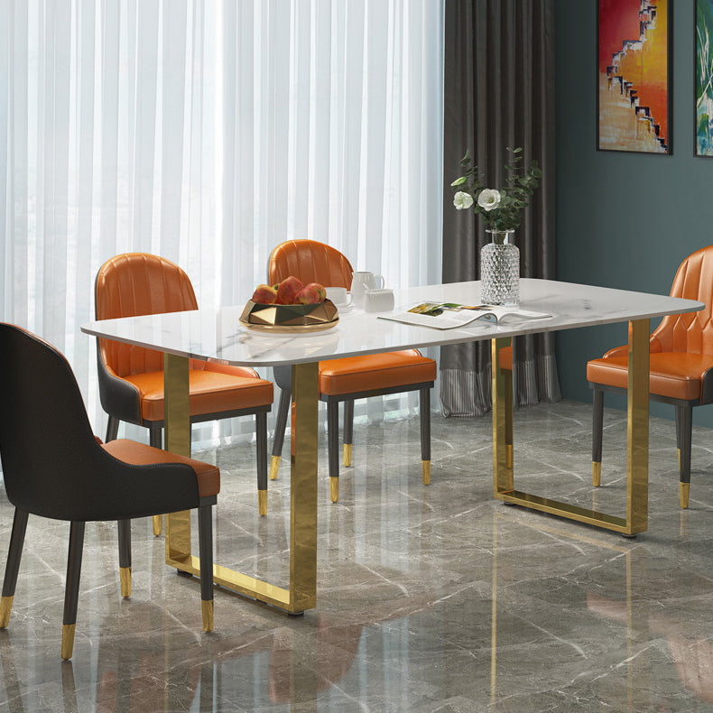 Marble Top Dining Table Modern Rectangle Dining Table with Sled Base Clearhalo 'Dining Tables & Seating' 'Dining Tables' 'dining_table' 'furn' 'furn_dining_table' 'Furniture' 'furniture_dining_table' 'Kitchen & Dining Furniture' 'kitchen' 'kitchen_dining_table' 5004102