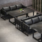 Industrial Style Black Dining Table Sintered Stone Dining Table with Black Frame Clearhalo 'Dining Tables & Seating' 'Dining Tables' 'dining_table' 'furn' 'furn_dining_table' 'Furniture' 'furniture_dining_table' 'Kitchen & Dining Furniture' 'kitchen' 'kitchen_dining_table' 5004112