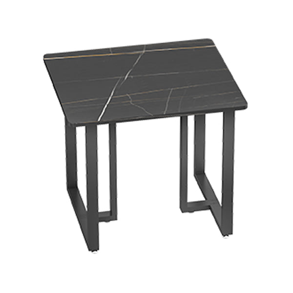 Industrial Style Black Dining Table Sintered Stone Dining Table with Black Frame 23.6"L x 23.6"W x 29.5"H Without Chairs Clearhalo 'Dining Tables & Seating' 'Dining Tables' 'dining_table' 'furn' 'furn_dining_table' 'Furniture' 'furniture_dining_table' 'Kitchen & Dining Furniture' 'kitchen' 'kitchen_dining_table' 5004113