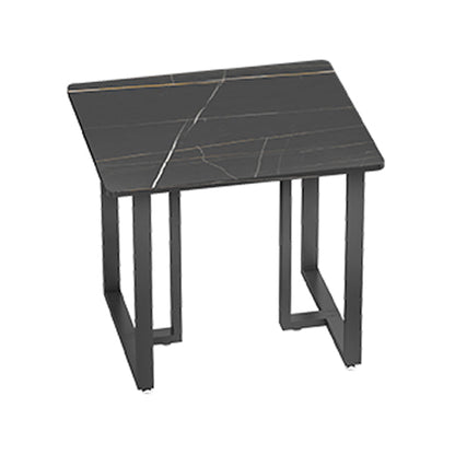 Industrial Style Black Dining Table Sintered Stone Dining Table with Black Frame 23.6"L x 23.6"W x 29.5"H Without Chairs Clearhalo 'Dining Tables & Seating' 'Dining Tables' 'dining_table' 'furn' 'furn_dining_table' 'Furniture' 'furniture_dining_table' 'Kitchen & Dining Furniture' 'kitchen' 'kitchen_dining_table' 5004113