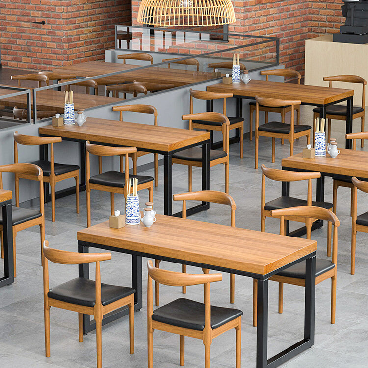 Industrial Style Dining Table Rectangle Solid Wood Table with Black Frame Clearhalo 'Dining Tables & Seating' 'Dining Tables' 'dining_table' 'furn' 'furn_dining_table' 'Furniture' 'furniture_dining_table' 'Kitchen & Dining Furniture' 'kitchen' 'kitchen_dining_table' 5004137