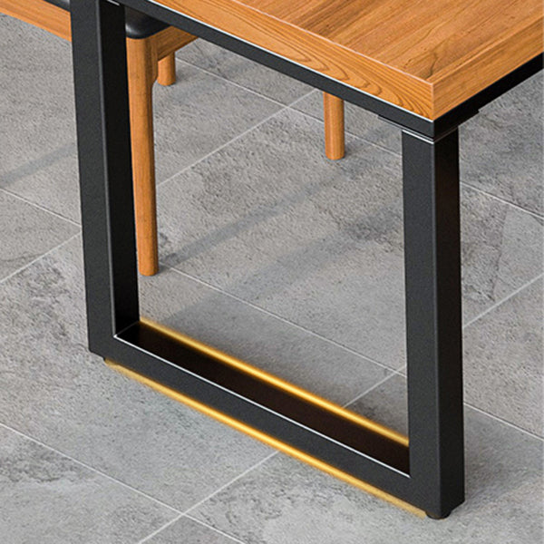 Industrial Style Dining Table Rectangle Solid Wood Table with Black Frame Clearhalo 'Dining Tables & Seating' 'Dining Tables' 'dining_table' 'furn' 'furn_dining_table' 'Furniture' 'furniture_dining_table' 'Kitchen & Dining Furniture' 'kitchen' 'kitchen_dining_table' 5004143