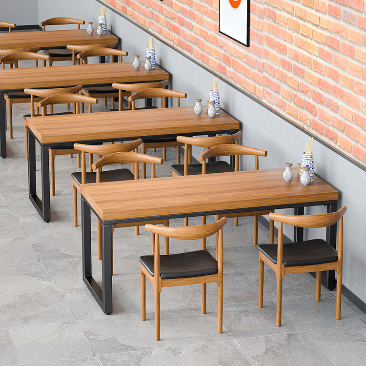 Industrial Style Dining Table Rectangle Solid Wood Table with Black Frame Clearhalo 'Dining Tables & Seating' 'Dining Tables' 'dining_table' 'furn' 'furn_dining_table' 'Furniture' 'furniture_dining_table' 'Kitchen & Dining Furniture' 'kitchen' 'kitchen_dining_table' 5004145