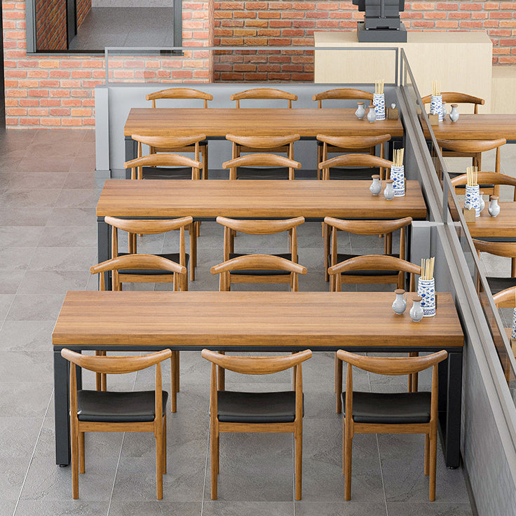 Industrial Style Dining Table Rectangle Solid Wood Table with Black Frame Clearhalo 'Dining Tables & Seating' 'Dining Tables' 'dining_table' 'furn' 'furn_dining_table' 'Furniture' 'furniture_dining_table' 'Kitchen & Dining Furniture' 'kitchen' 'kitchen_dining_table' 5004147