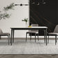White Stone Top Table Mid-Century Modern Rectangle Table with 4 Wood Legs Black Without Chairs Clearhalo 'Dining Tables & Seating' 'Dining Tables' 'dining_table' 'furn' 'furn_dining_table' 'Furniture' 'furniture_dining_table' 'Kitchen & Dining Furniture' 'kitchen' 'kitchen_dining_table' 5004175