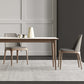 White Stone Top Table Mid-Century Modern Rectangle Table with 4 Wood Legs Clearhalo 'Dining Tables & Seating' 'Dining Tables' 'dining_table' 'furn' 'furn_dining_table' 'Furniture' 'furniture_dining_table' 'Kitchen & Dining Furniture' 'kitchen' 'kitchen_dining_table' 5004180