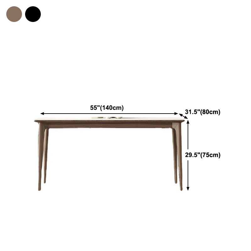 White Stone Top Table Mid-Century Modern Rectangle Table with 4 Wood Legs Clearhalo 'Dining Tables & Seating' 'Dining Tables' 'dining_table' 'furn' 'furn_dining_table' 'Furniture' 'furniture_dining_table' 'Kitchen & Dining Furniture' 'kitchen' 'kitchen_dining_table' 5004183