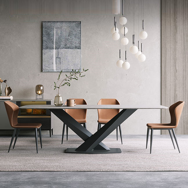 Modern Pedestal Casual Dining Table Stone and Metal Dining Room Kitchen Table Clearhalo 'Dining Tables & Seating' 'Dining Tables' 'dining_table' 'furn' 'furn_dining_table' 'Furniture' 'furniture_dining_table' 'Kitchen & Dining Furniture' 'kitchen' 'kitchen_dining_table' 5004207