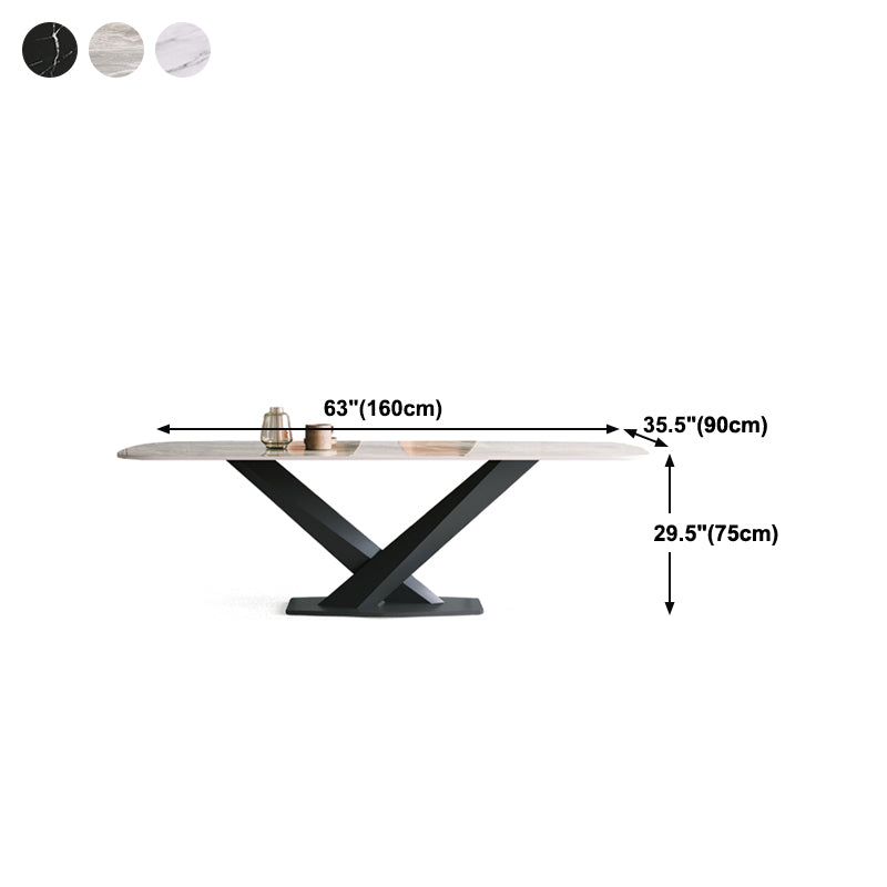 Modern Pedestal Casual Dining Table Stone and Metal Dining Room Kitchen Table Clearhalo 'Dining Tables & Seating' 'Dining Tables' 'dining_table' 'furn' 'furn_dining_table' 'Furniture' 'furniture_dining_table' 'Kitchen & Dining Furniture' 'kitchen' 'kitchen_dining_table' 5004209