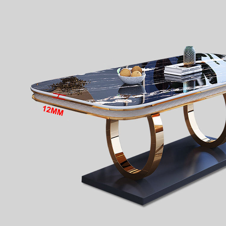 Stone Top Dining Table Traditional Luxury Table with Pedestal Base in Gold Clearhalo 'Dining Tables & Seating' 'Dining Tables' 'dining_table' 'furn' 'furn_dining_table' 'Furniture' 'furniture_dining_table' 'Kitchen & Dining Furniture' 'kitchen' 'kitchen_dining_table' 5004217