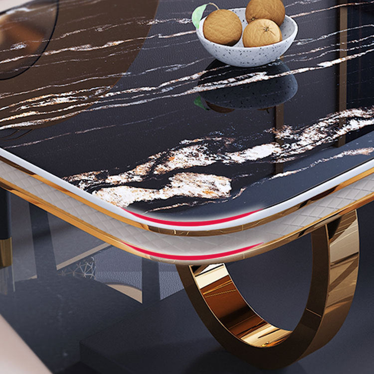 Stone Top Dining Table Traditional Luxury Table with Pedestal Base in Gold Clearhalo 'Dining Tables & Seating' 'Dining Tables' 'dining_table' 'furn' 'furn_dining_table' 'Furniture' 'furniture_dining_table' 'Kitchen & Dining Furniture' 'kitchen' 'kitchen_dining_table' 5004218