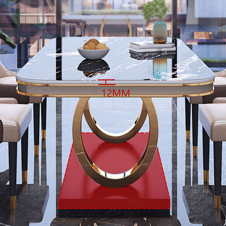 Stone Top Dining Table Traditional Luxury Table with Pedestal Base in Gold Clearhalo 'Dining Tables & Seating' 'Dining Tables' 'dining_table' 'furn' 'furn_dining_table' 'Furniture' 'furniture_dining_table' 'Kitchen & Dining Furniture' 'kitchen' 'kitchen_dining_table' 5004219