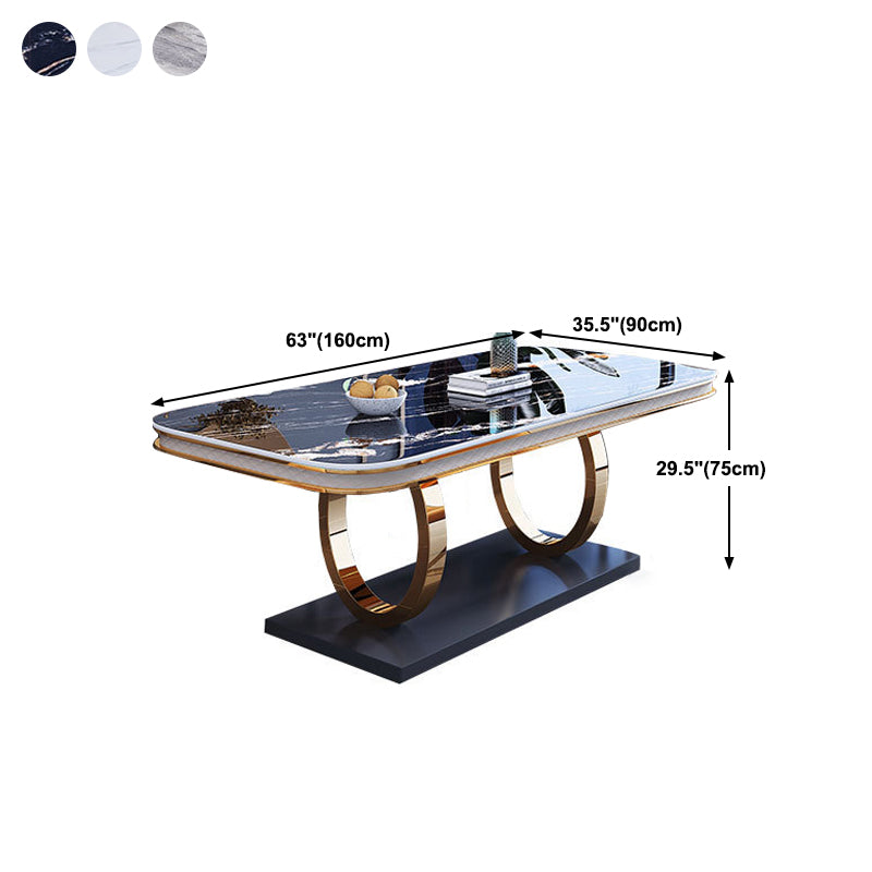 Stone Top Dining Table Traditional Luxury Table with Pedestal Base in Gold Clearhalo 'Dining Tables & Seating' 'Dining Tables' 'dining_table' 'furn' 'furn_dining_table' 'Furniture' 'furniture_dining_table' 'Kitchen & Dining Furniture' 'kitchen' 'kitchen_dining_table' 5004222