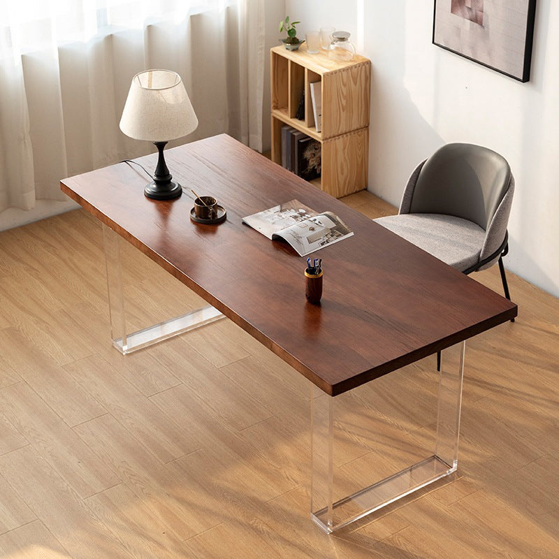 Rectangle Contemporary Standard Height Table Solid Wood Double Pedestal Dining Table Walnut 70.9"L x 31.5"W x 29.5"H Without Chairs Clearhalo 'Dining Tables & Seating' 'Dining Tables' 'dining_table' 'furn' 'furn_dining_table' 'Furniture' 'furniture_dining_table' 'Kitchen & Dining Furniture' 'kitchen' 'kitchen_dining_table' 5004226