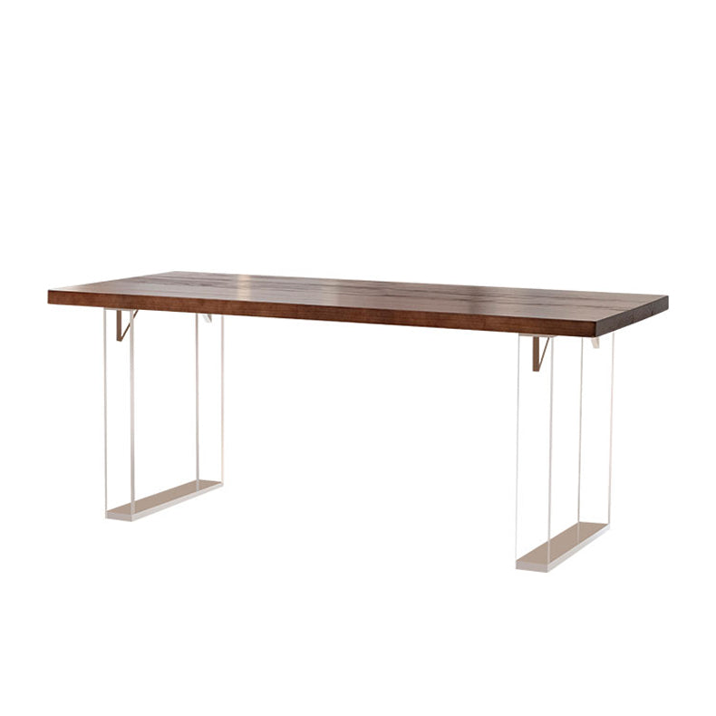 Rectangle Contemporary Standard Height Table Solid Wood Double Pedestal Dining Table Walnut Without Chairs Clearhalo 'Dining Tables & Seating' 'Dining Tables' 'dining_table' 'furn' 'furn_dining_table' 'Furniture' 'furniture_dining_table' 'Kitchen & Dining Furniture' 'kitchen' 'kitchen_dining_table' 5004228