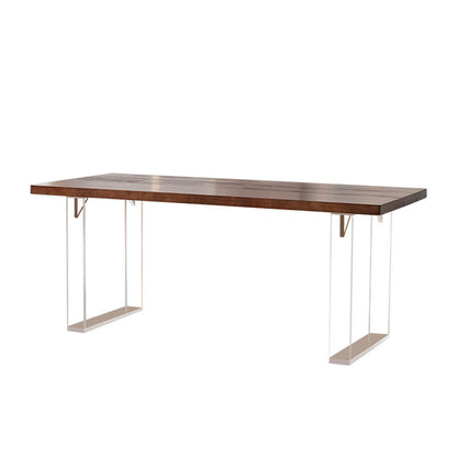 Rectangle Contemporary Standard Height Table Solid Wood Double Pedestal Dining Table Walnut Without Chairs Clearhalo 'Dining Tables & Seating' 'Dining Tables' 'dining_table' 'furn' 'furn_dining_table' 'Furniture' 'furniture_dining_table' 'Kitchen & Dining Furniture' 'kitchen' 'kitchen_dining_table' 5004228