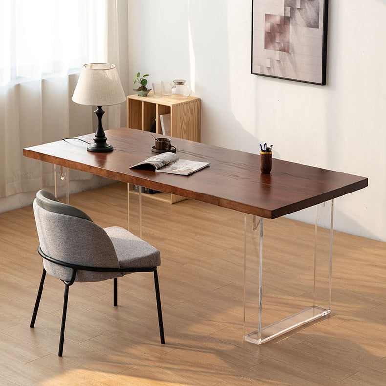 Rectangle Contemporary Standard Height Table Solid Wood Double Pedestal Dining Table Clearhalo 'Dining Tables & Seating' 'Dining Tables' 'dining_table' 'furn' 'furn_dining_table' 'Furniture' 'furniture_dining_table' 'Kitchen & Dining Furniture' 'kitchen' 'kitchen_dining_table' 5004233