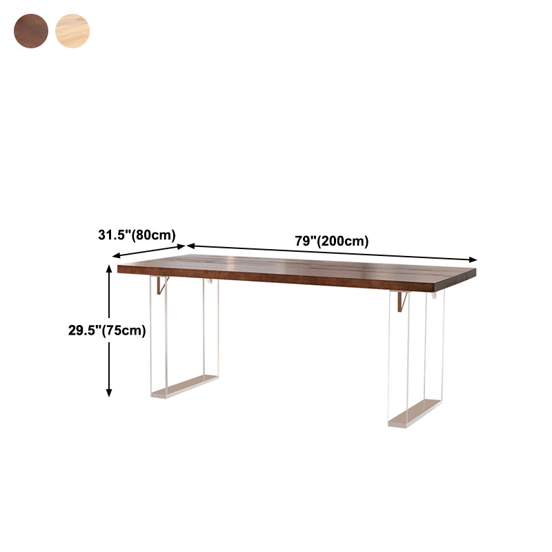 Rectangle Contemporary Standard Height Table Solid Wood Double Pedestal Dining Table Clearhalo 'Dining Tables & Seating' 'Dining Tables' 'dining_table' 'furn' 'furn_dining_table' 'Furniture' 'furniture_dining_table' 'Kitchen & Dining Furniture' 'kitchen' 'kitchen_dining_table' 5004237
