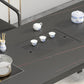 Metal Double Pedestal Table Modern Stone Top Rectangle Counter Dining Table Clearhalo 'Dining Tables & Seating' 'Dining Tables' 'dining_table' 'furn' 'furn_dining_table' 'Furniture' 'furniture_dining_table' 'Kitchen & Dining Furniture' 'kitchen' 'kitchen_dining_table' 5004244