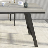 Metal Double Pedestal Table Modern Stone Top Rectangle Counter Dining Table Clearhalo 'Dining Tables & Seating' 'Dining Tables' 'dining_table' 'furn' 'furn_dining_table' 'Furniture' 'furniture_dining_table' 'Kitchen & Dining Furniture' 'kitchen' 'kitchen_dining_table' 5004247