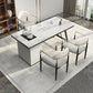Metal Double Pedestal Table Modern Stone Top Rectangle Counter Dining Table Clearhalo 'Dining Tables & Seating' 'Dining Tables' 'dining_table' 'furn' 'furn_dining_table' 'Furniture' 'furniture_dining_table' 'Kitchen & Dining Furniture' 'kitchen' 'kitchen_dining_table' 5004250