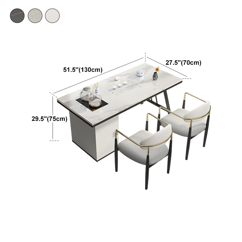 Metal Double Pedestal Table Modern Stone Top Rectangle Counter Dining Table Clearhalo 'Dining Tables & Seating' 'Dining Tables' 'dining_table' 'furn' 'furn_dining_table' 'Furniture' 'furniture_dining_table' 'Kitchen & Dining Furniture' 'kitchen' 'kitchen_dining_table' 5004251