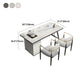 Metal Double Pedestal Table Modern Stone Top Rectangle Counter Dining Table Clearhalo 'Dining Tables & Seating' 'Dining Tables' 'dining_table' 'furn' 'furn_dining_table' 'Furniture' 'furniture_dining_table' 'Kitchen & Dining Furniture' 'kitchen' 'kitchen_dining_table' 5004252