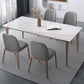 Medieval Modern Sintered Stone Dining Table Rectangle Table with Wooden 4 Legs White 63"L x 33.5"W x 29.5"H Without Chairs Clearhalo 'Dining Tables & Seating' 'Dining Tables' 'dining_table' 'furn' 'furn_dining_table' 'Furniture' 'furniture_dining_table' 'Kitchen & Dining Furniture' 'kitchen' 'kitchen_dining_table' 5004256