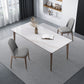Medieval Modern Sintered Stone Dining Table Rectangle Table with Wooden 4 Legs White 70.9"L x 35.4"W x 29.5"H Without Chairs Clearhalo 'Dining Tables & Seating' 'Dining Tables' 'dining_table' 'furn' 'furn_dining_table' 'Furniture' 'furniture_dining_table' 'Kitchen & Dining Furniture' 'kitchen' 'kitchen_dining_table' 5004257