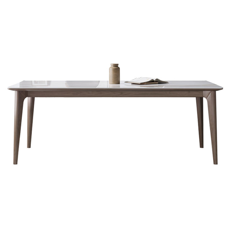 Medieval Modern Sintered Stone Dining Table Rectangle Table with Wooden 4 Legs White Without Chairs Clearhalo 'Dining Tables & Seating' 'Dining Tables' 'dining_table' 'furn' 'furn_dining_table' 'Furniture' 'furniture_dining_table' 'Kitchen & Dining Furniture' 'kitchen' 'kitchen_dining_table' 5004258