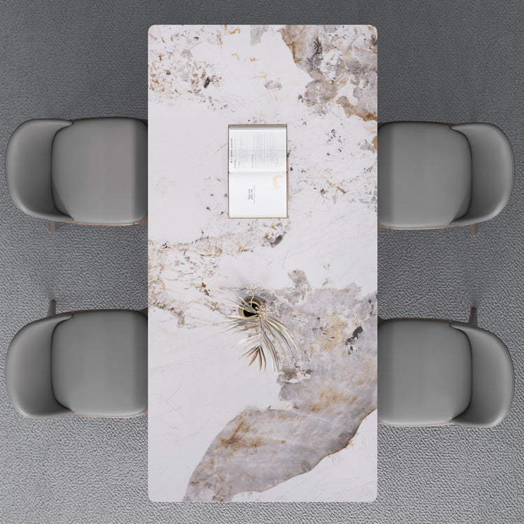 Medieval Modern Sintered Stone Dining Table Rectangle Table with Wooden 4 Legs Clearhalo 'Dining Tables & Seating' 'Dining Tables' 'dining_table' 'furn' 'furn_dining_table' 'Furniture' 'furniture_dining_table' 'Kitchen & Dining Furniture' 'kitchen' 'kitchen_dining_table' 5004264