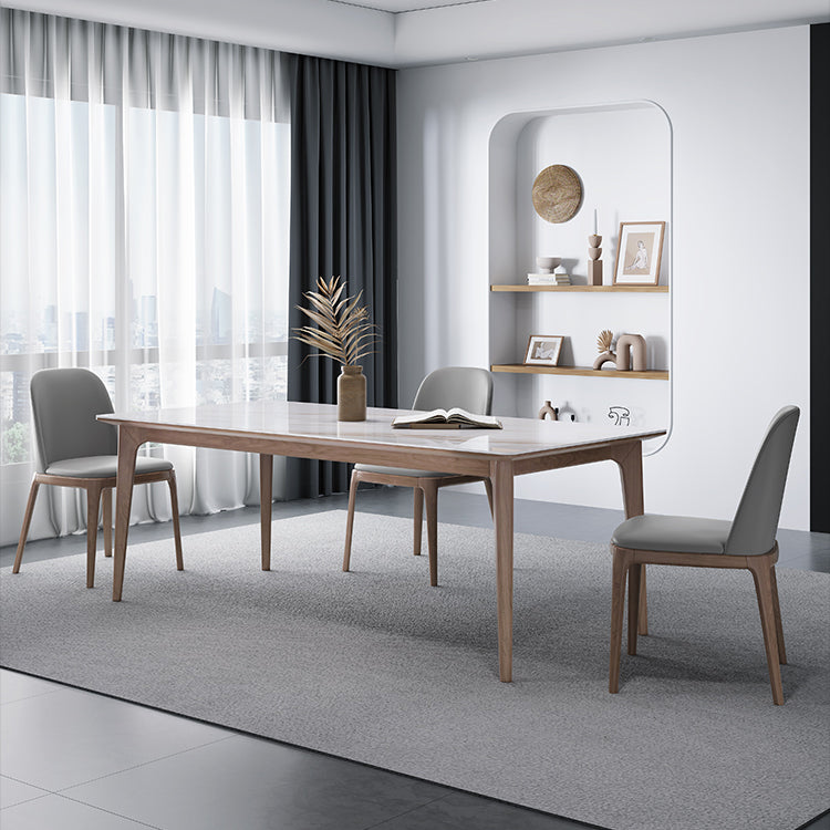 Medieval Modern Sintered Stone Dining Table Rectangle Table with Wooden 4 Legs Clearhalo 'Dining Tables & Seating' 'Dining Tables' 'dining_table' 'furn' 'furn_dining_table' 'Furniture' 'furniture_dining_table' 'Kitchen & Dining Furniture' 'kitchen' 'kitchen_dining_table' 5004265