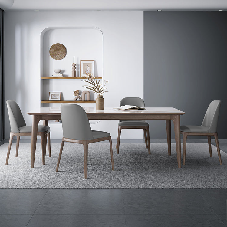 Medieval Modern Sintered Stone Dining Table Rectangle Table with Wooden 4 Legs Clearhalo 'Dining Tables & Seating' 'Dining Tables' 'dining_table' 'furn' 'furn_dining_table' 'Furniture' 'furniture_dining_table' 'Kitchen & Dining Furniture' 'kitchen' 'kitchen_dining_table' 5004266