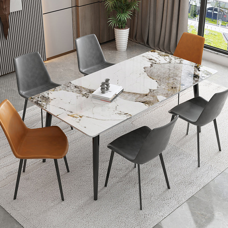 Stone Top Dining Table Rectangle Dining Table with Wood Steel Base in Black Gold Without Chairs Clearhalo 'Dining Tables & Seating' 'Dining Tables' 'dining_table' 'furn' 'furn_dining_table' 'Furniture' 'furniture_dining_table' 'Kitchen & Dining Furniture' 'kitchen' 'kitchen_dining_table' 5004293